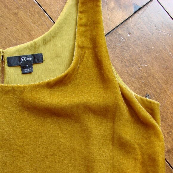 J. Crew Velvet Sleeveless Tank Top Boxy Mustard Yellow Gold Size 2 Small - Picture 8 of 14